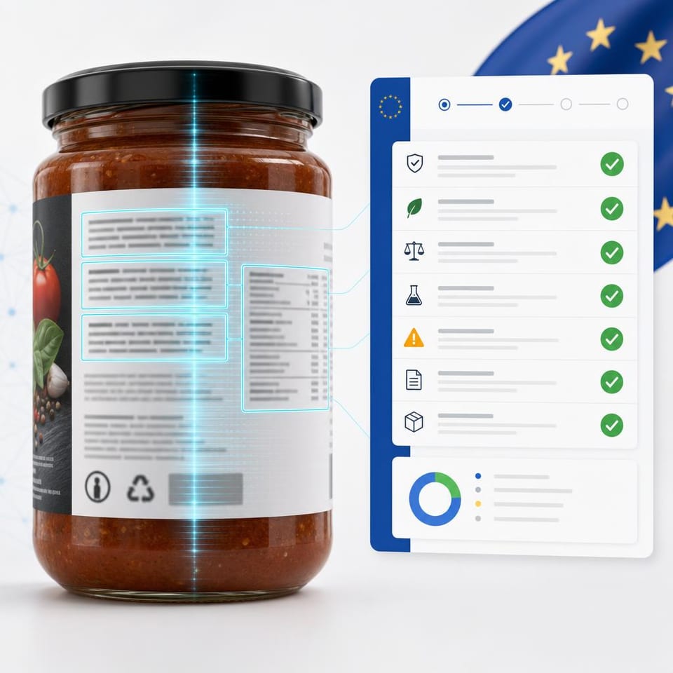 Een levensmiddelenetiket op een pot wordt getoetst aan de eisen van EU 1169/2011